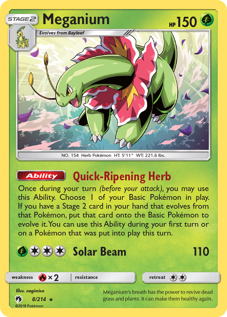 Meganium (8/214) [Sun & Moon: Lost Thunder] Reverse Holofoil