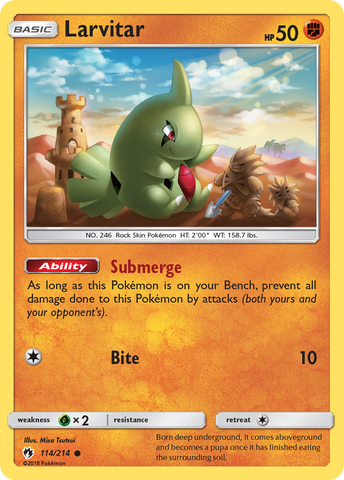 Larvitar (114/214) [Sun & Moon: Lost Thunder] Reverse Holofoil