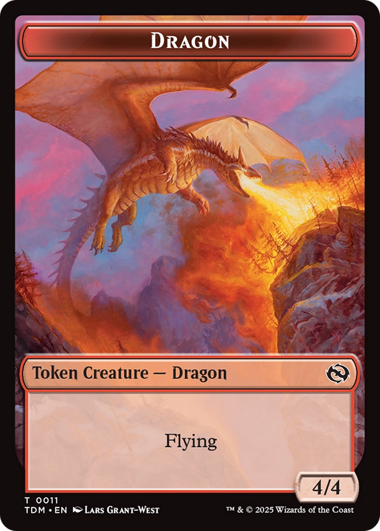 Dragon (0011) // Warrior Double-Sided Token [Tarkir: Dragonstorm Tokens] Foil