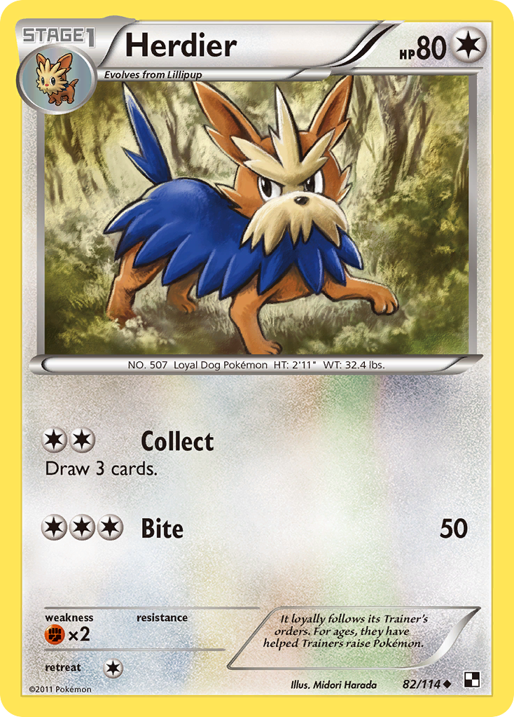 Herdier (82/114) [Black & White: Base Set] Reverse Holofoil