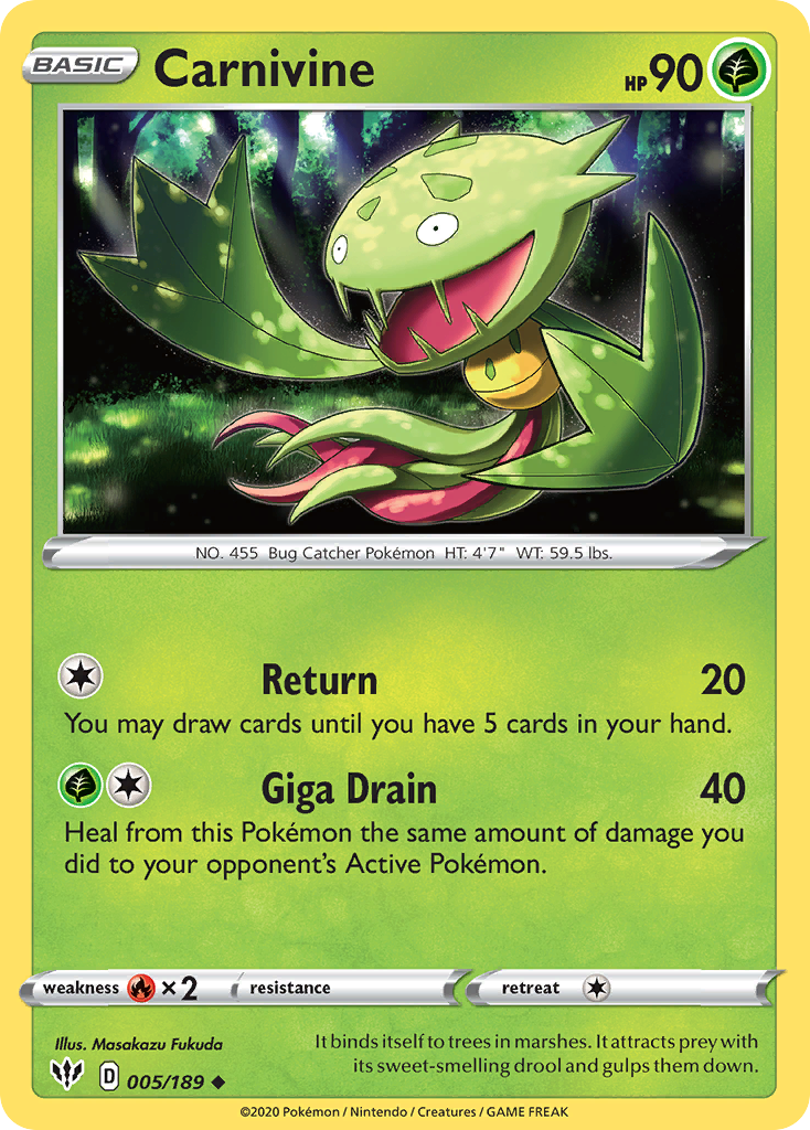 Carnivine (005/189) [Sword & Shield: Darkness Ablaze] Reverse Holofoil
