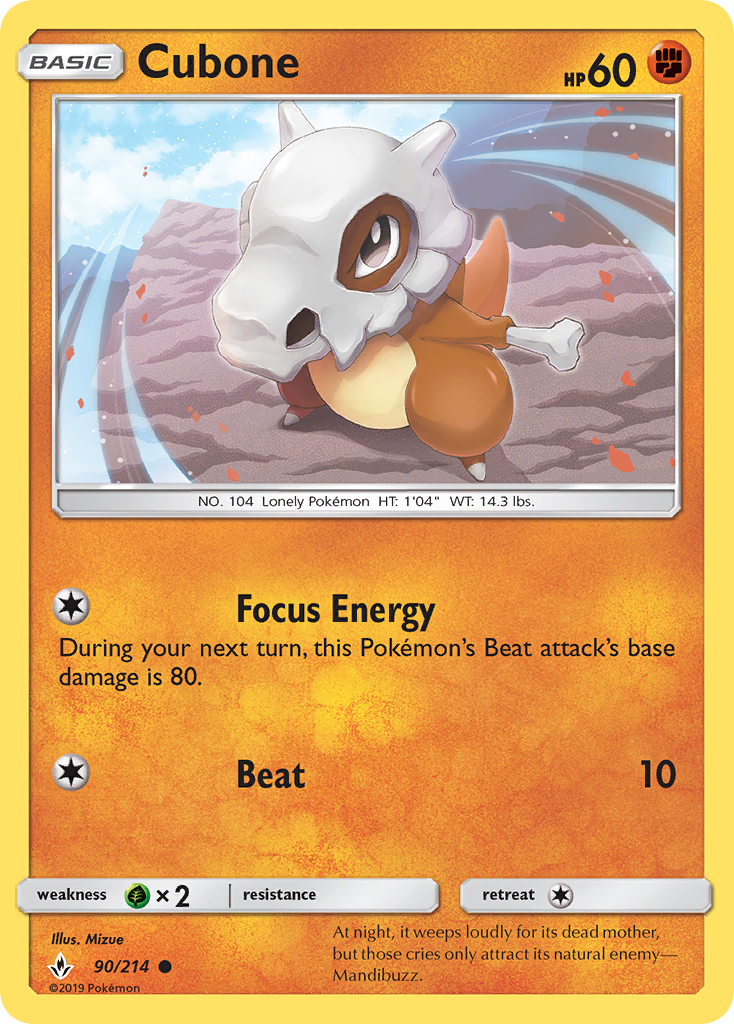 Cubone (90/214) [Sun & Moon: Unbroken Bonds] Reverse Holofoil