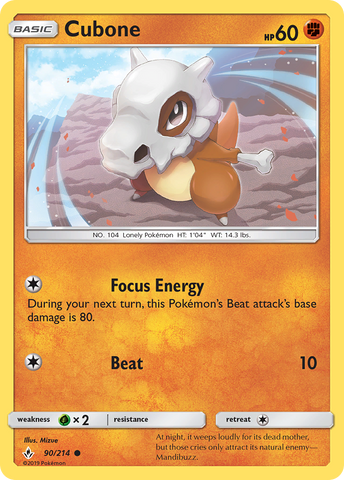 Cubone (90/214) [Sun & Moon: Unbroken Bonds] Reverse Holofoil
