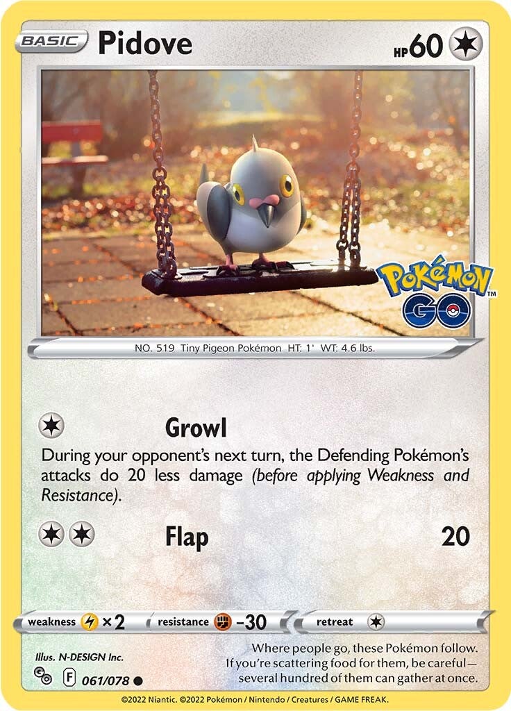 Pidove (061/078) [Pokémon GO] Reverse Holofoil