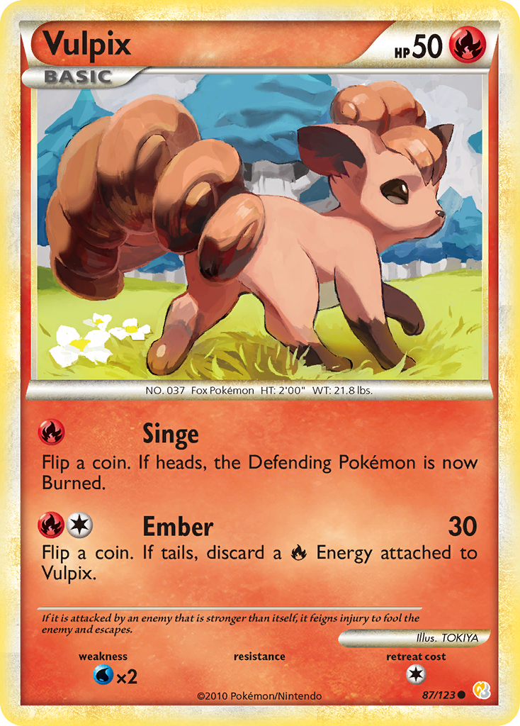 Vulpix (87/123) [HeartGold & SoulSilver: Base Set] Reverse Holofoil
