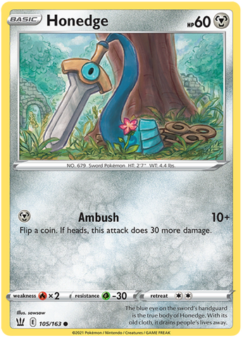 Honedge (105/163) [Sword & Shield: Battle Styles] Reverse Holofoil