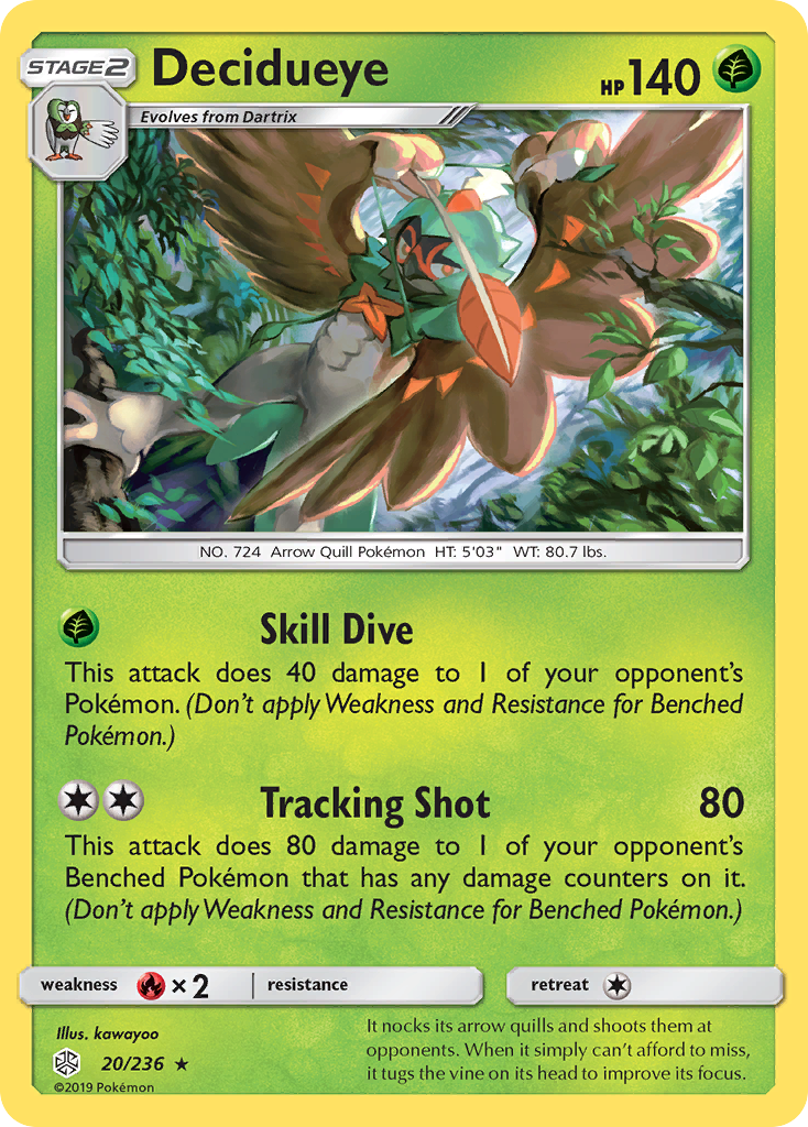 Decidueye (20/236) [Sun & Moon: Cosmic Eclipse] Reverse Holofoil