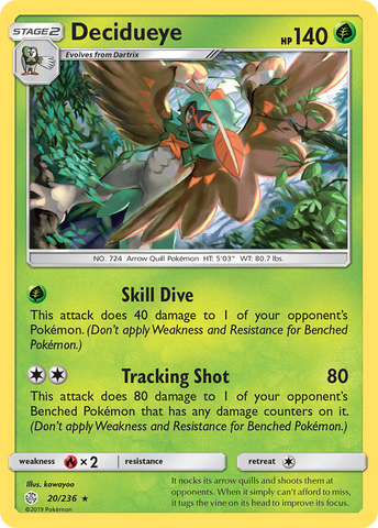Decidueye (20/236) [Sun & Moon: Cosmic Eclipse] Reverse Holofoil