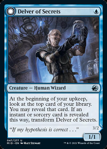 Delver of Secrets // Insectile Aberration [Innistrad: Midnight Hunt] Foil