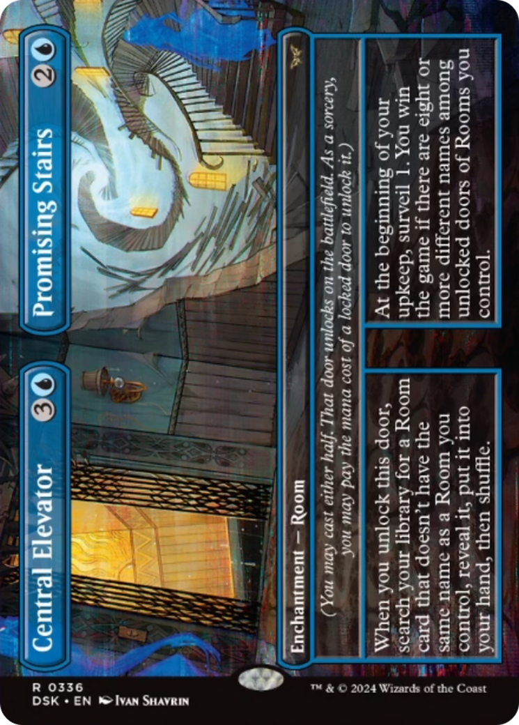 Central Elevator // Promising Stairs (Borderless) [Duskmourn: House of Horror] Foil