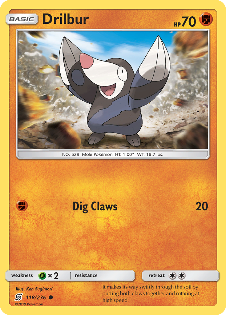 Drilbur (118/236) [Sun & Moon: Unified Minds] Reverse Holofoil