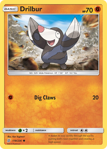 Drilbur (118/236) [Sun & Moon: Unified Minds] Reverse Holofoil