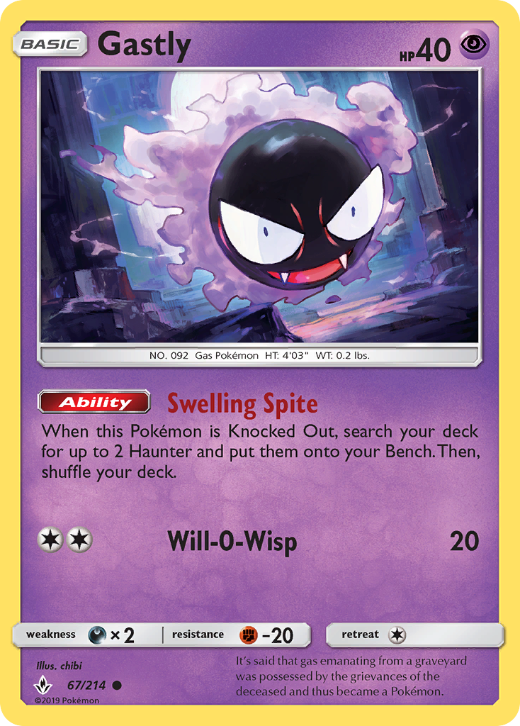 Gastly (67/214) [Sun & Moon: Unbroken Bonds] Reverse Holofoil