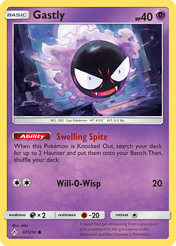 Gastly (67/214) [Sun & Moon: Unbroken Bonds] Reverse Holofoil