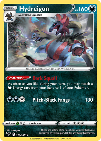 Hydreigon (110/189) [Sword & Shield: Darkness Ablaze] Reverse Holofoil