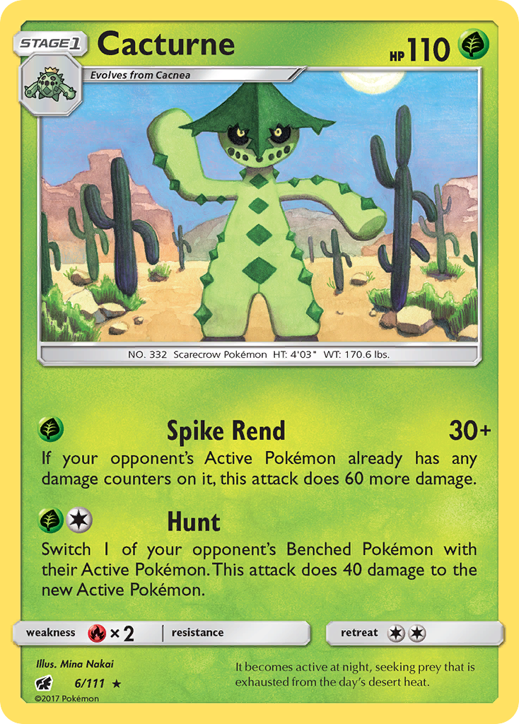 Cacturne (6/111) [Sun & Moon: Crimson Invasion] Reverse Holofoil