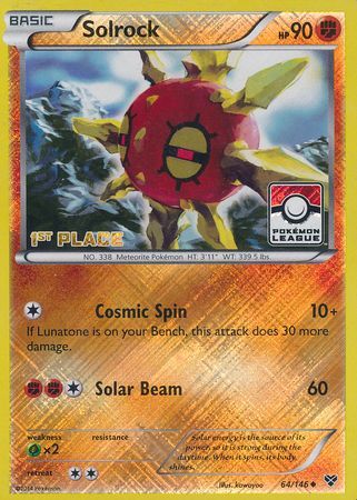 Solrock (64/146) (1st Place League Challenge Promo) [XY: Base Set] Reverse Holofoil