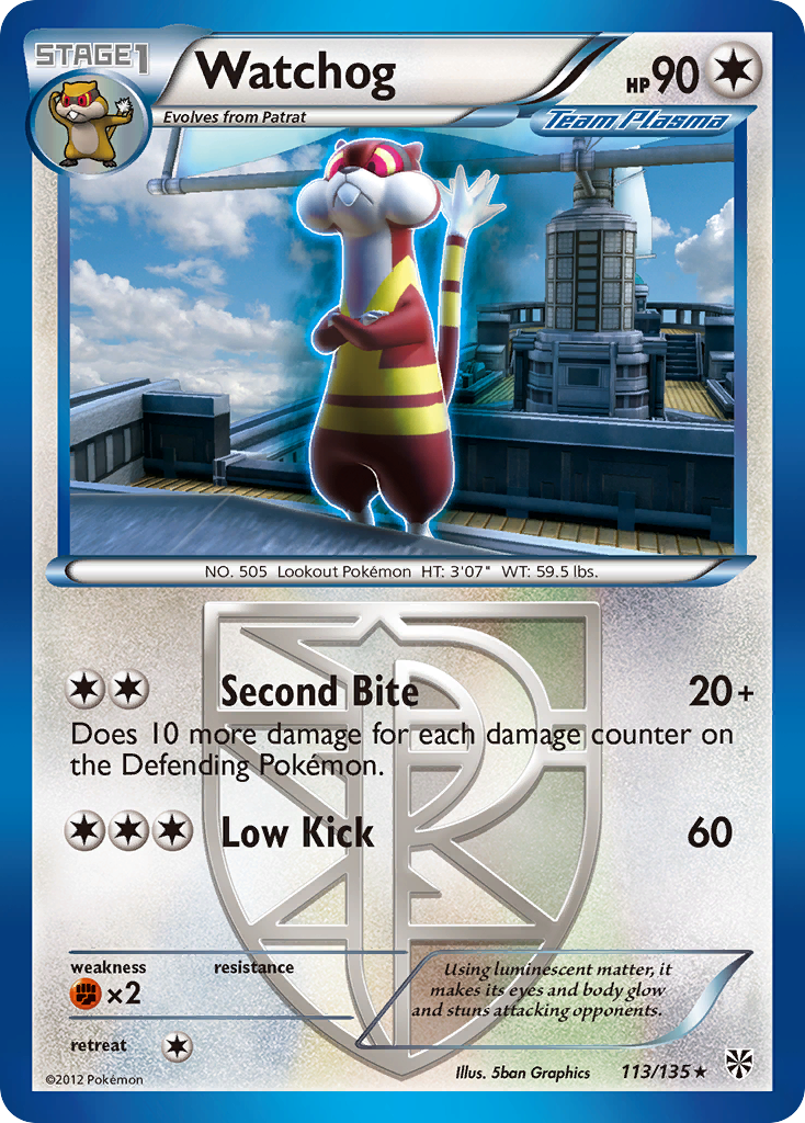 Watchog (113/135) [Black & White: Plasma Storm] Reverse Holofoil