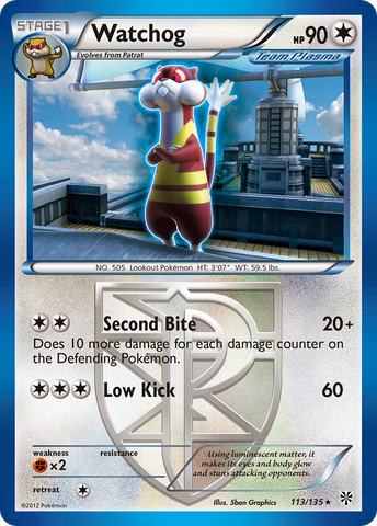 Watchog (113/135) [Black & White: Plasma Storm] Reverse Holofoil