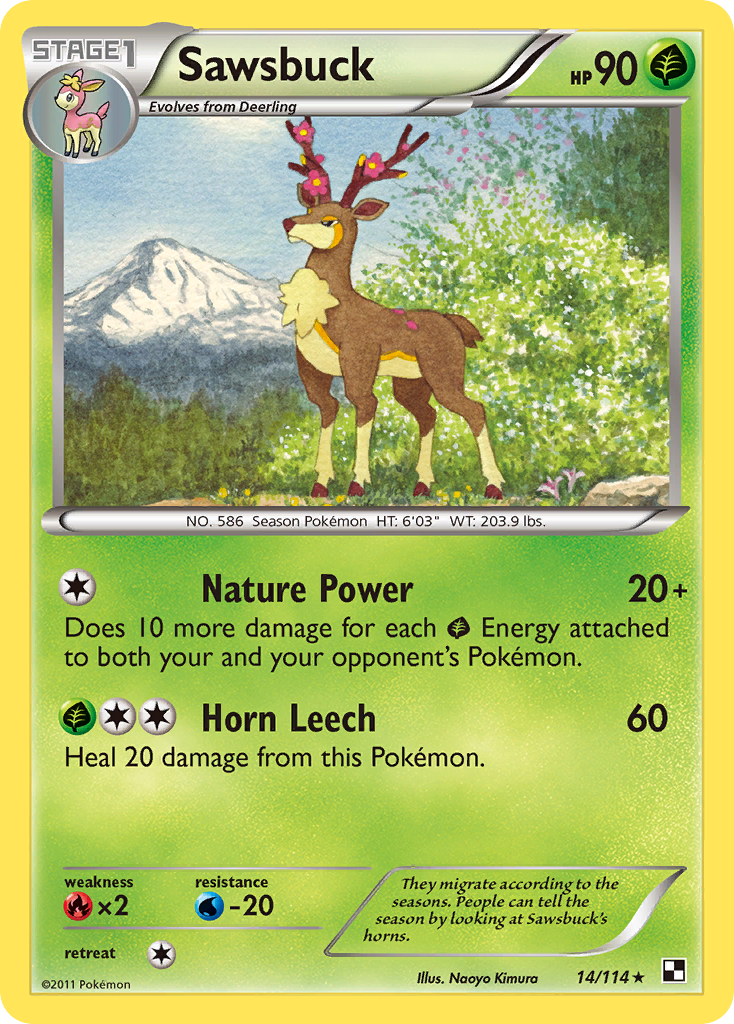 Sawsbuck (14/114) [Black & White: Base Set] Reverse Holofoil
