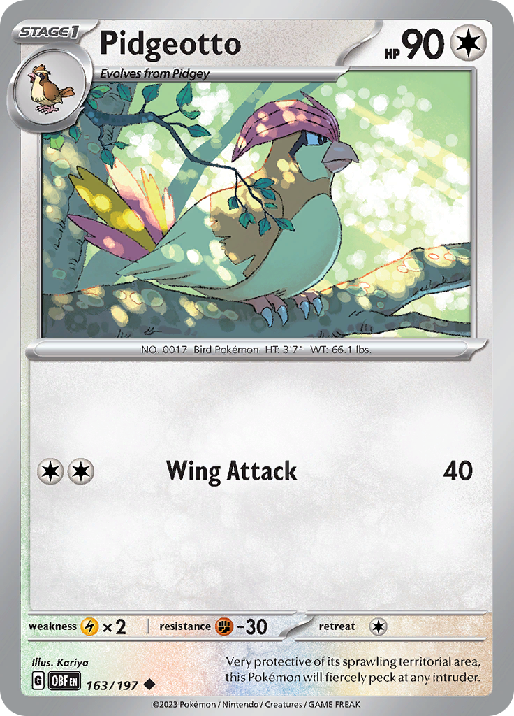 Pidgeotto (163/197) [Scarlet & Violet: Obsidian Flames] Reverse Holofoil