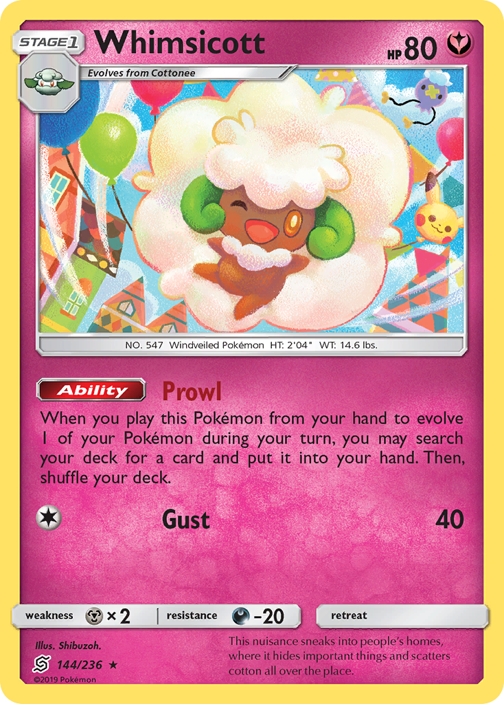 Whimsicott (144/236) [Sun & Moon: Unified Minds] Reverse Holofoil