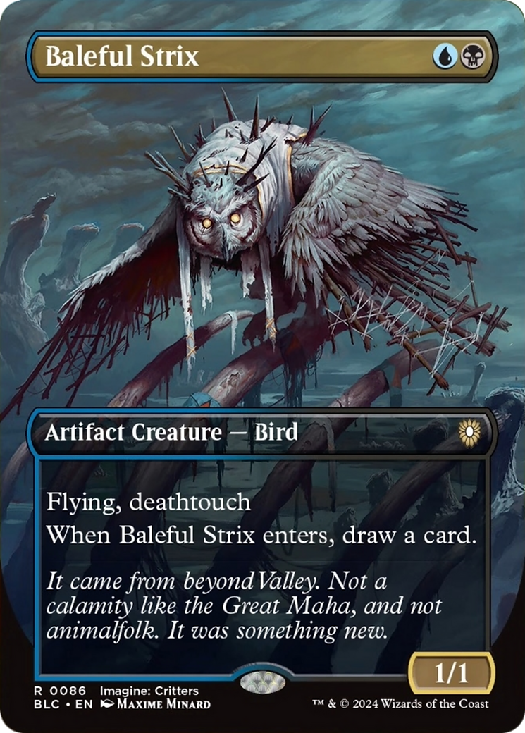 Baleful Strix (Borderless) [Bloomburrow Commander] Foil
