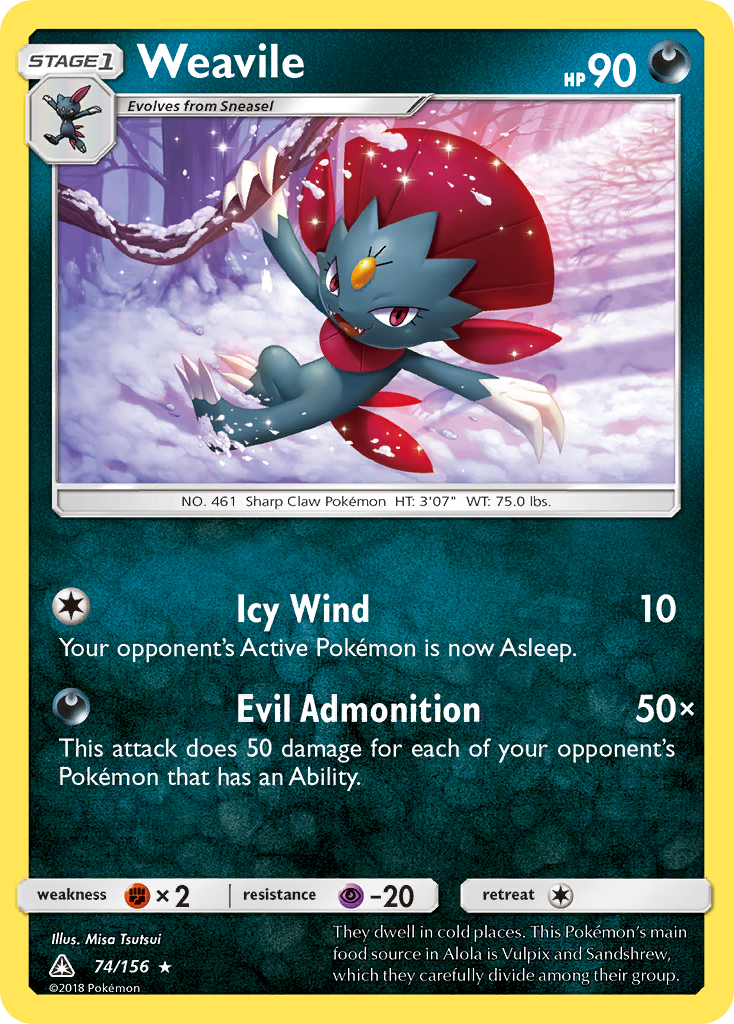 Weavile (74/156) [Sun & Moon: Ultra Prism] Reverse Holofoil