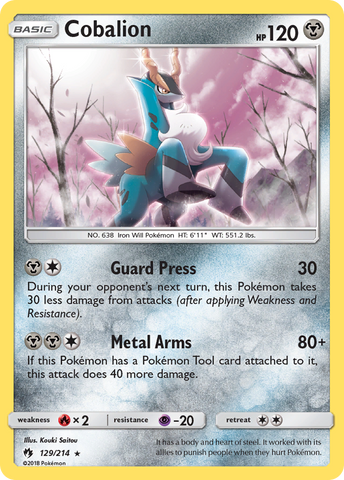 Cobalion (129/214) [Sun & Moon: Lost Thunder] Reverse Holofoil