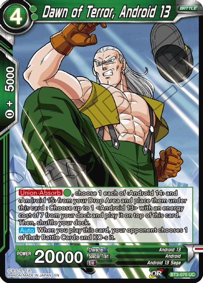 Dawn of Terror, Android 13 (Reprint) (BT3-070) [Battle Evolution Booster] Parallel Foil