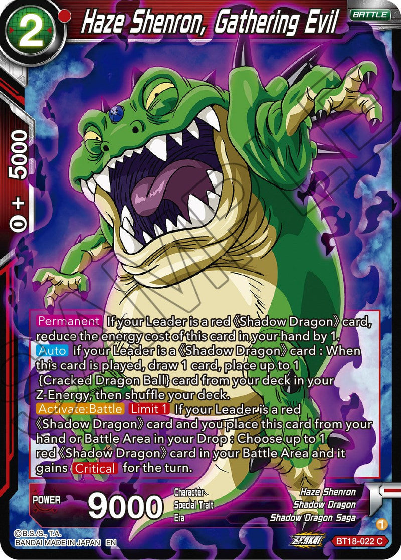 Haze Shenron, Gathering Evil (BT18-022) [Dawn of the Z-Legends] Parallel Foil
