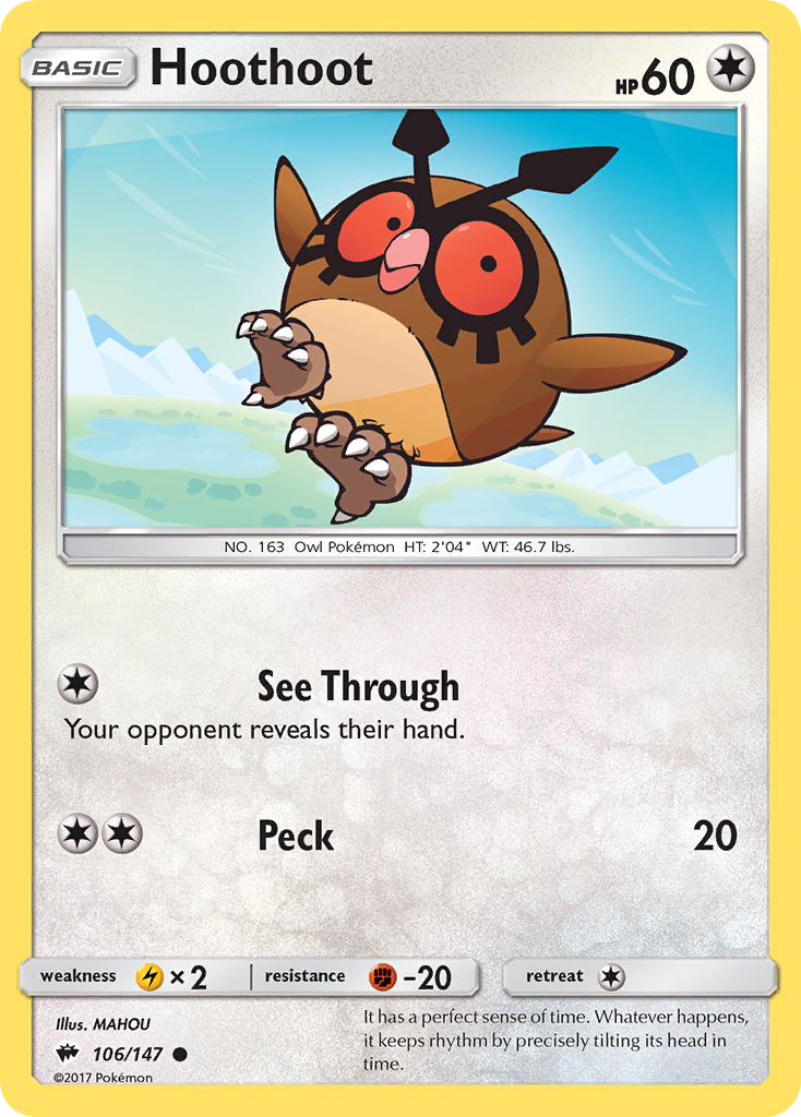 Hoothoot (106/147) [Sun & Moon: Burning Shadows] Reverse Holofoil