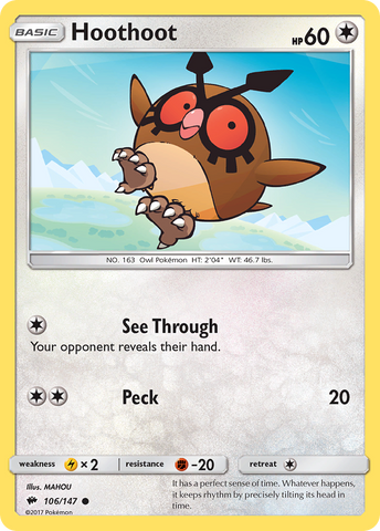 Hoothoot (106/147) [Sun & Moon: Burning Shadows] Reverse Holofoil