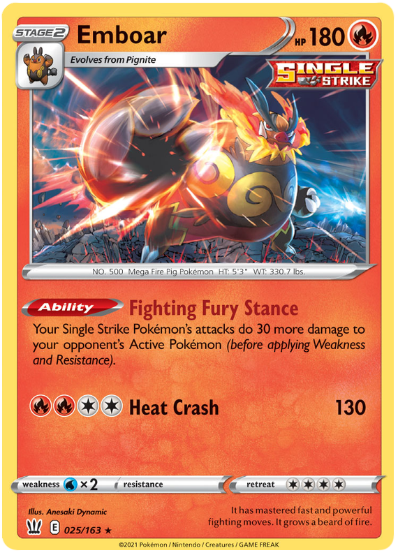 Emboar (025/163) [Sword & Shield: Battle Styles] Reverse Holofoil