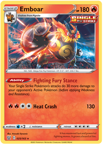 Emboar (025/163) [Sword & Shield: Battle Styles] Reverse Holofoil