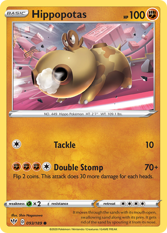Hippopotas (093/189) [Sword & Shield: Darkness Ablaze] Reverse Holofoil