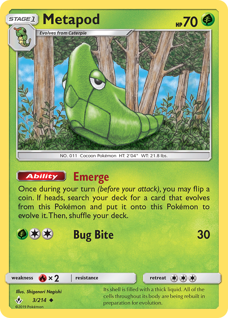 Metapod (3/214) [Sun & Moon: Unbroken Bonds] Reverse Holofoil