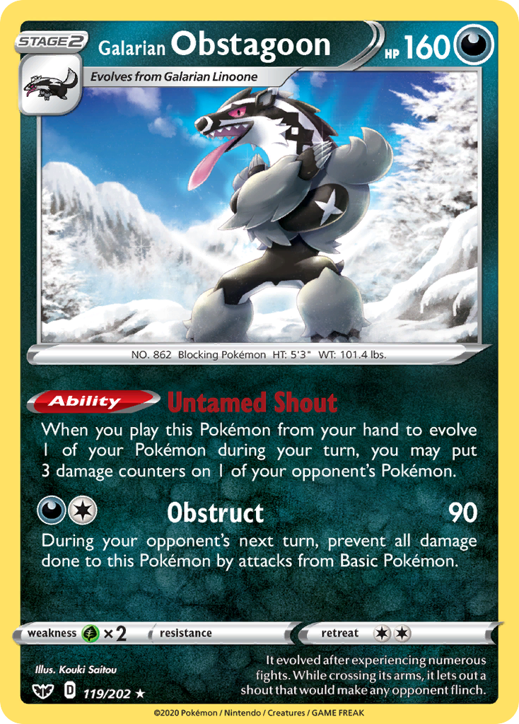 Galarian Obstagoon (119/202) [Sword & Shield: Base Set] Reverse Holofoil