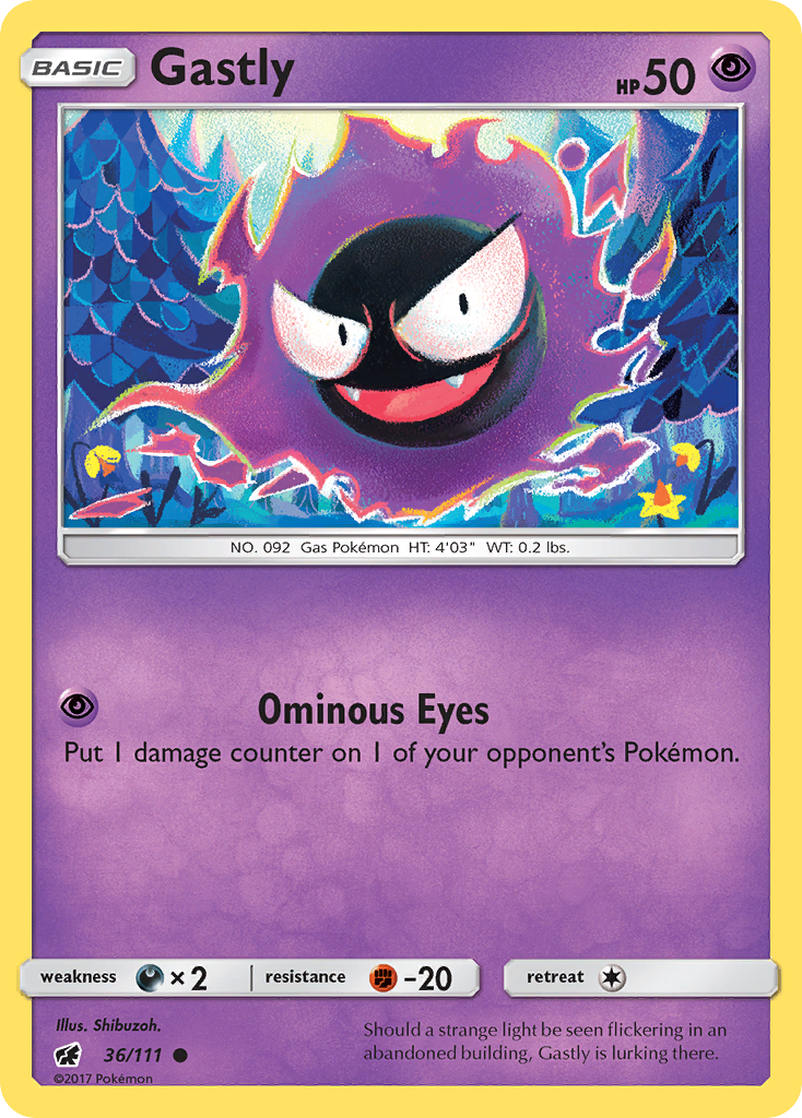 Gastly (36/111) [Sun & Moon: Crimson Invasion] Reverse Holofoil