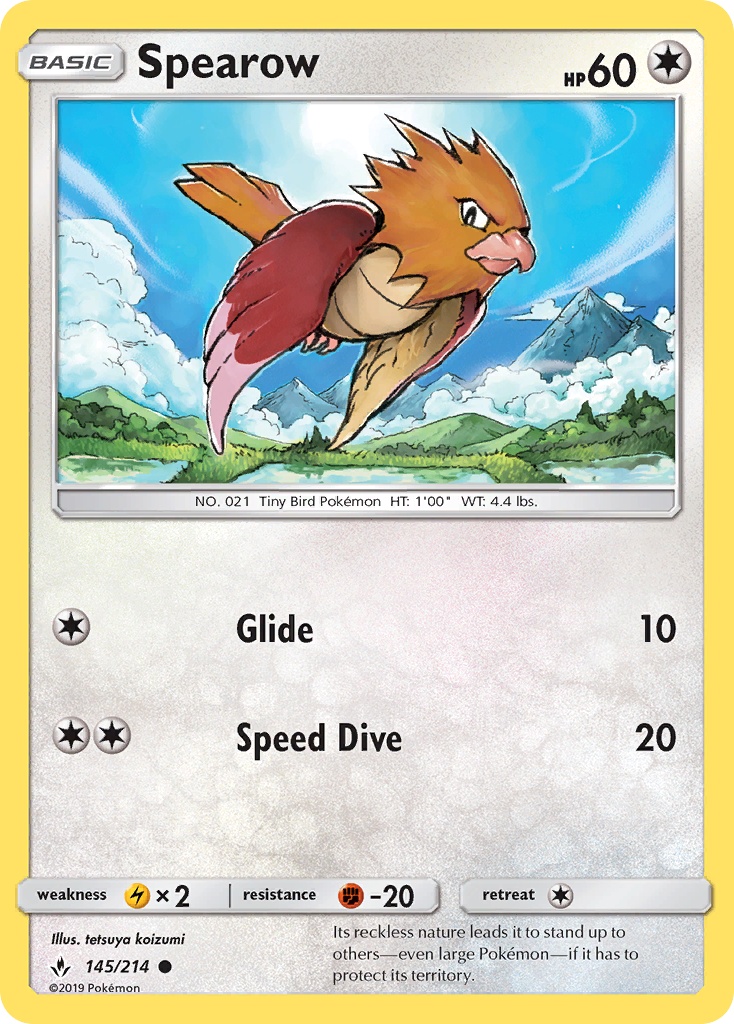 Spearow (145/214) [Sun & Moon: Unbroken Bonds] Reverse Holofoil