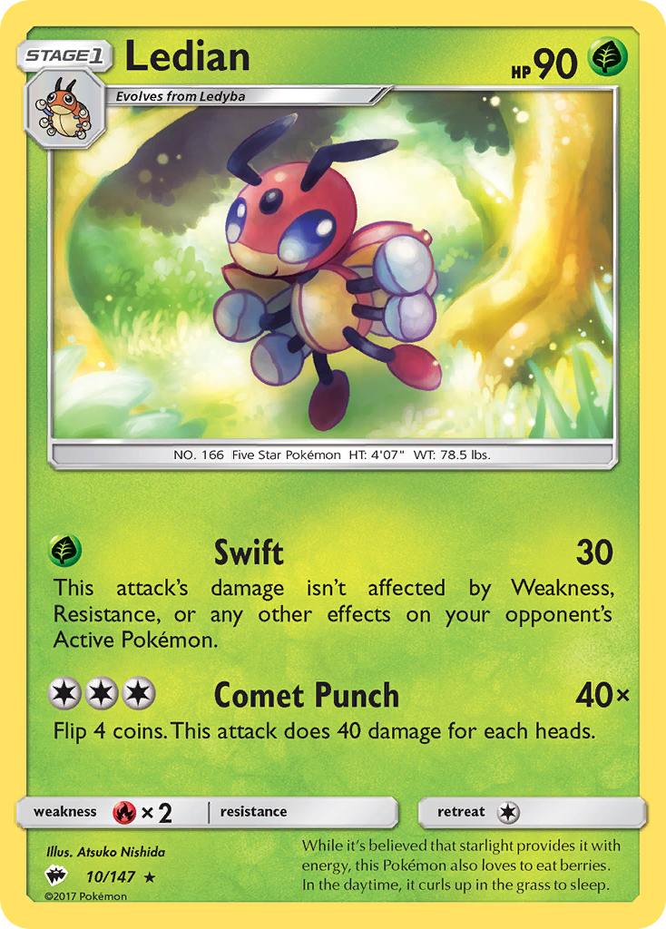 Ledian (10/147) [Sun & Moon: Burning Shadows] Reverse Holofoil