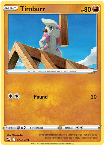 Timburr (073/163) [Sword & Shield: Battle Styles] Reverse Holofoil