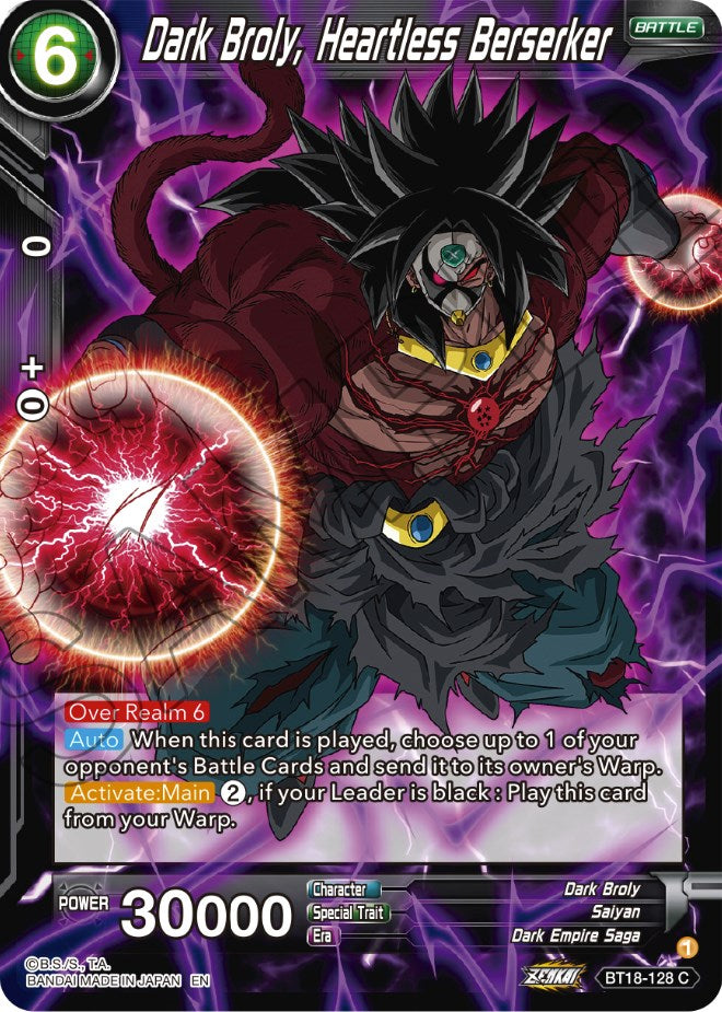 Dark Broly, Heartless Berserker (BT18-128) [Dawn of the Z-Legends] Parallel Foil