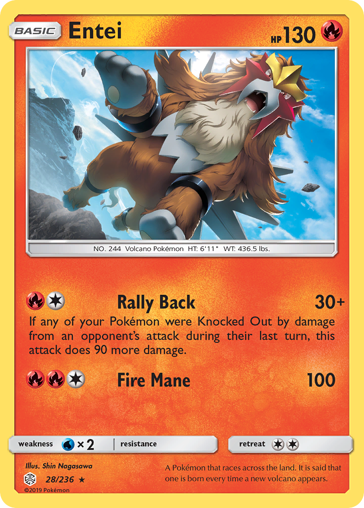 Entei (28/236) [Sun & Moon: Cosmic Eclipse] Reverse Holofoil