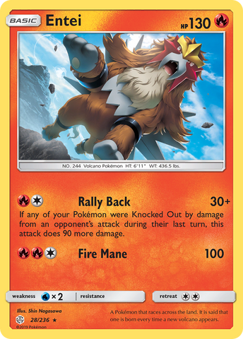 Entei (28/236) [Sun & Moon: Cosmic Eclipse] Reverse Holofoil