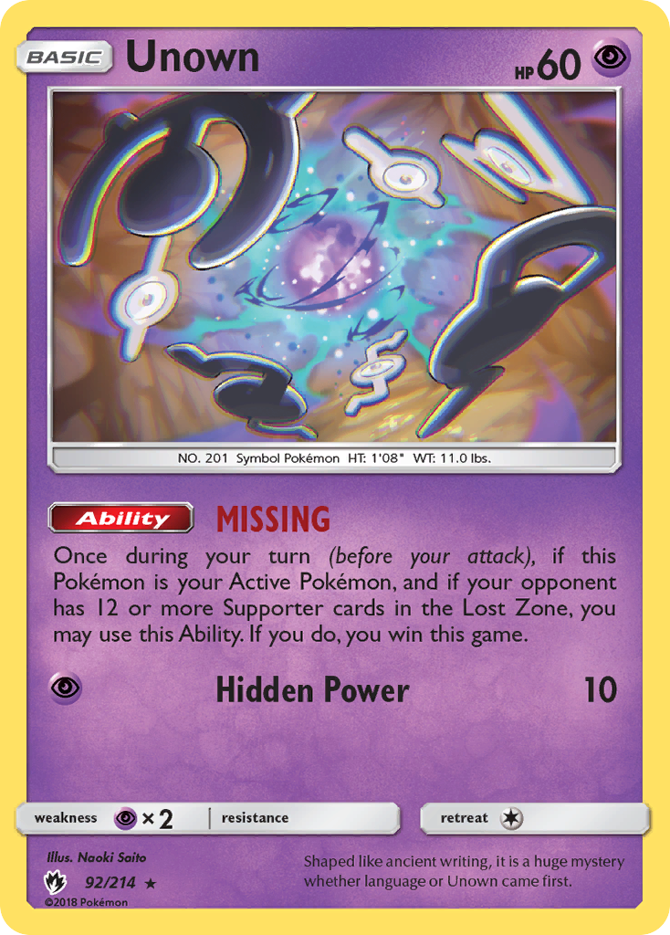 Unown (92/214) [Sun & Moon: Lost Thunder] Reverse Holofoil