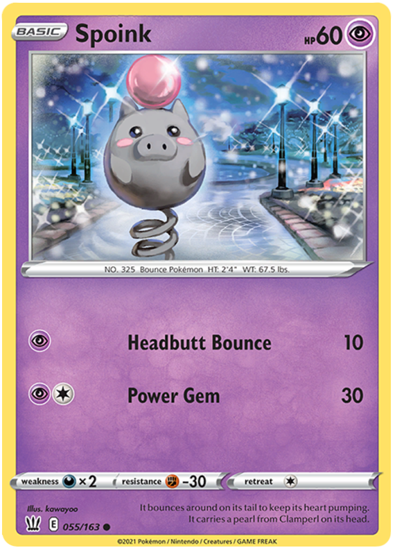 Spoink (055/163) [Sword & Shield: Battle Styles] Reverse Holofoil