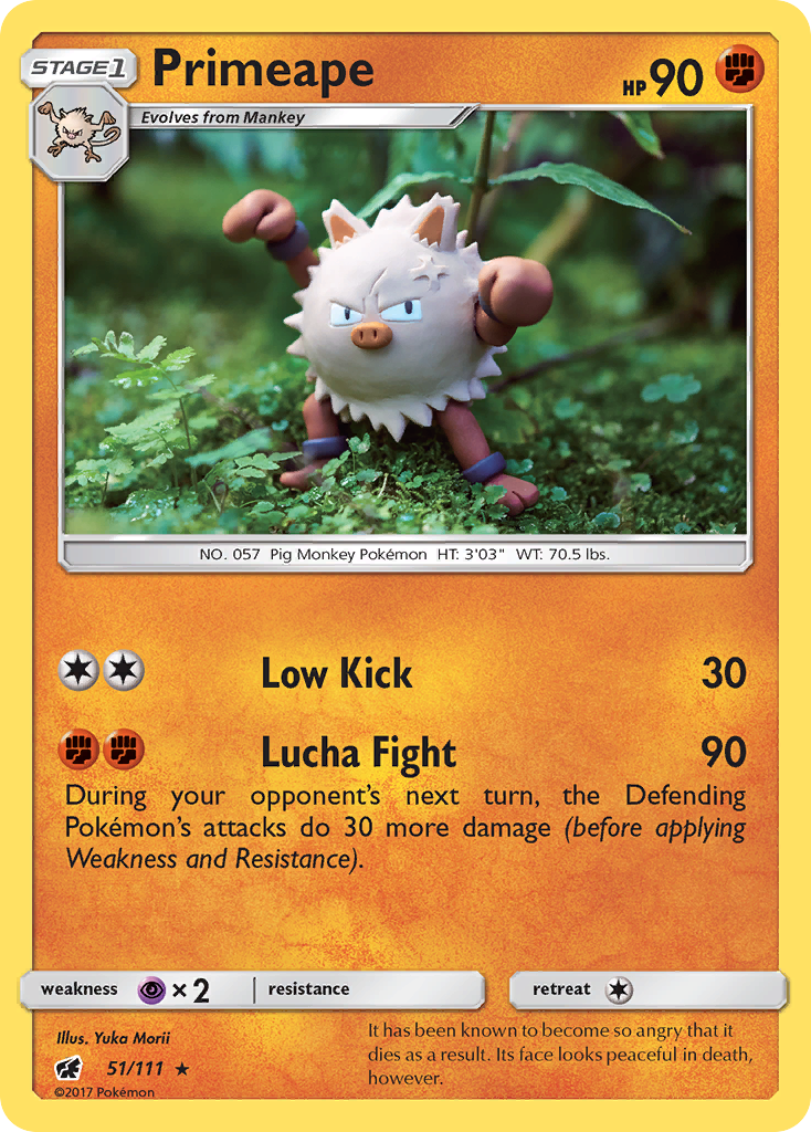 Primeape (51/111) [Sun & Moon: Crimson Invasion] Reverse Holofoil