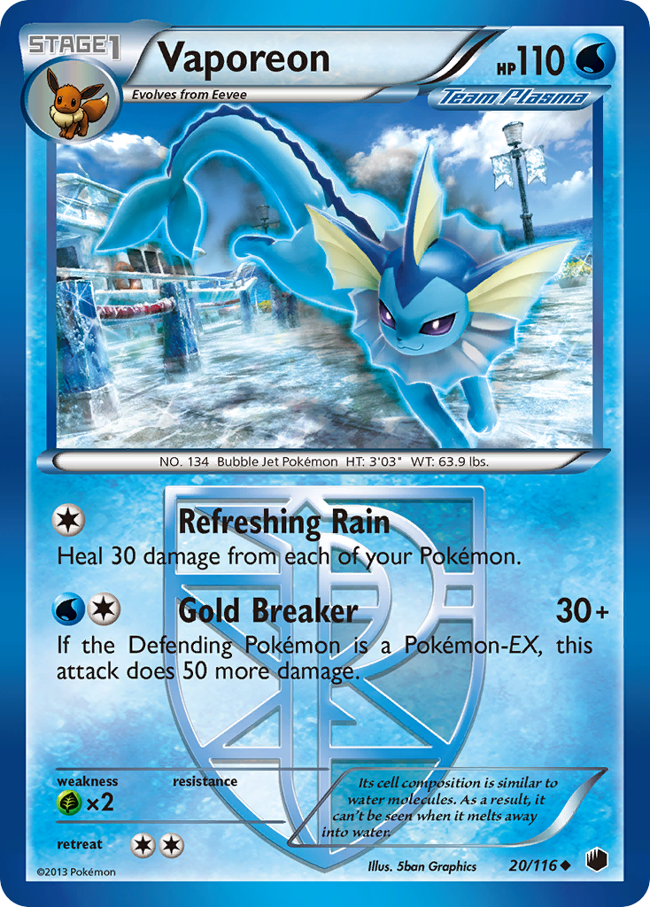 Vaporeon (20/116) [Black & White: Plasma Freeze] Reverse Holofoil