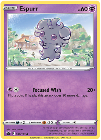Espurr (060/163) [Sword & Shield: Battle Styles] Reverse Holofoil